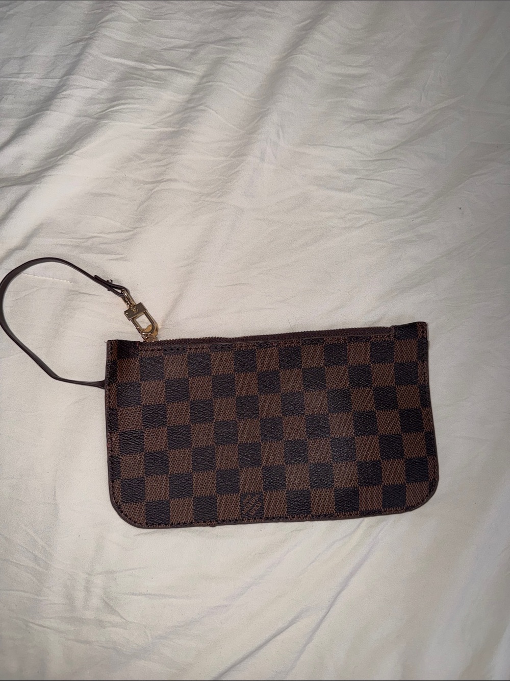 Brown Checkered Wristlet Pouch - Designer Style